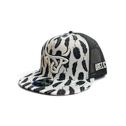 Lost Calf Hat - Black Feathers White