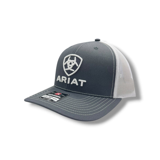 Ariat Shield/Lettering Logo Hat - Grey/White