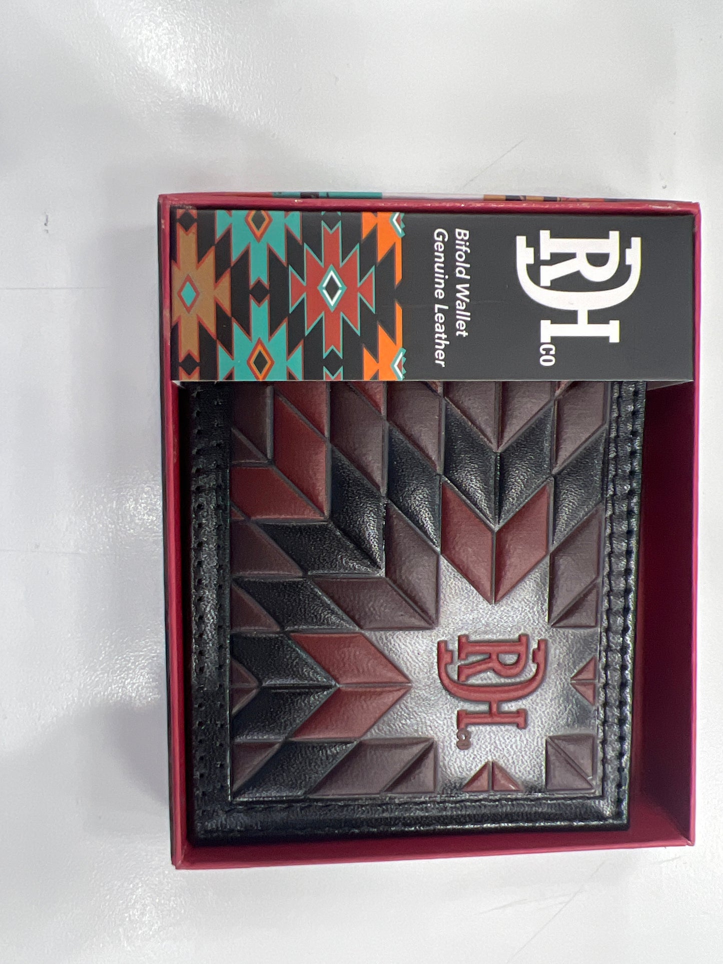Men's RED DIRT HAT rodeo BIFOLD Wallet  - RED /black