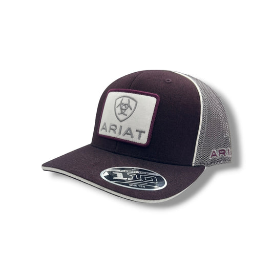 Ariat White Shield Patch Hat - Maroon