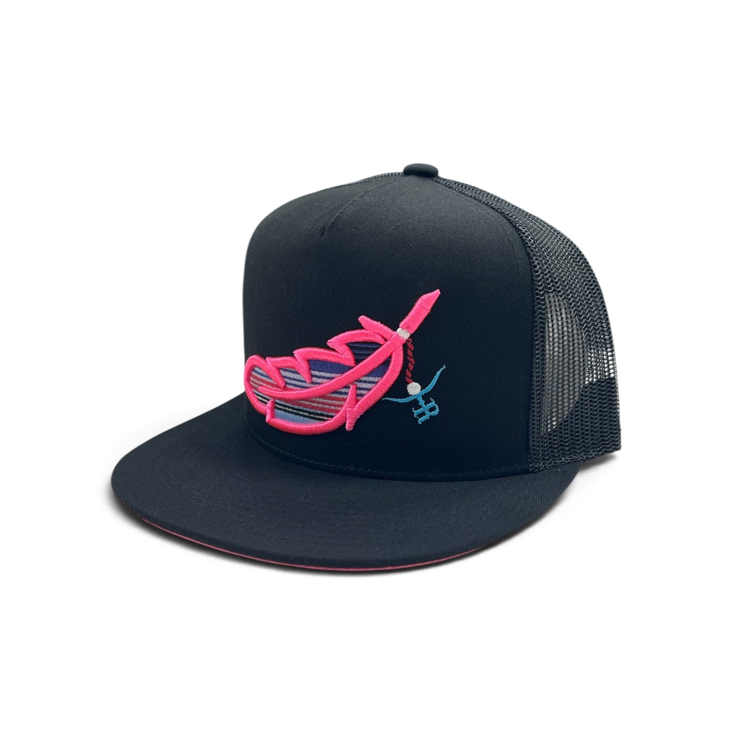 The Rancher Hat - Black Hot Pink Feathered Outlaw