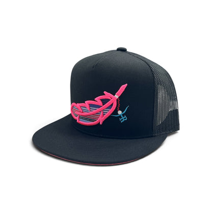 The Rancher Hat - Black Hot Pink Feathered Outlaw