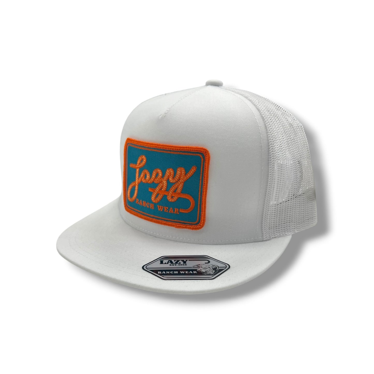 Lazy J Hat - White/Teal Breakaway Patch