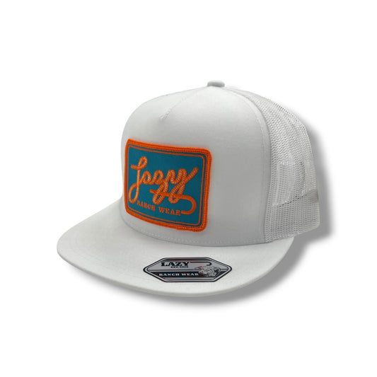 Lazy J Hat - White/Teal Breakaway Patch