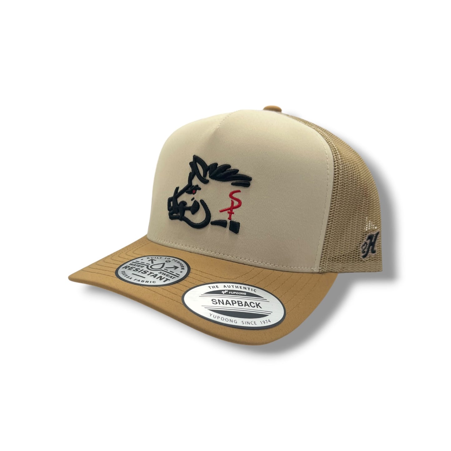 Hooey Snipe Pig Hat - Tan & Brown w/Black & Red Stitching