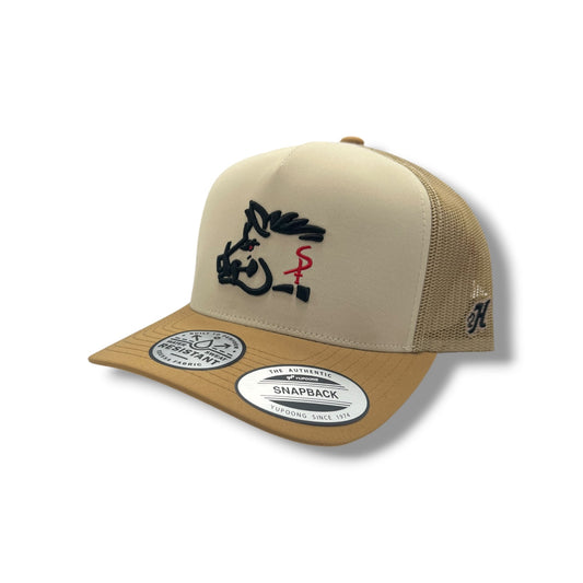 Hooey Snipe Pig Hat - Tan & Brown w/Black & Red Stitching