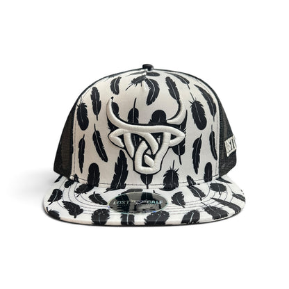 Lost Calf Hat - Black Feathers White