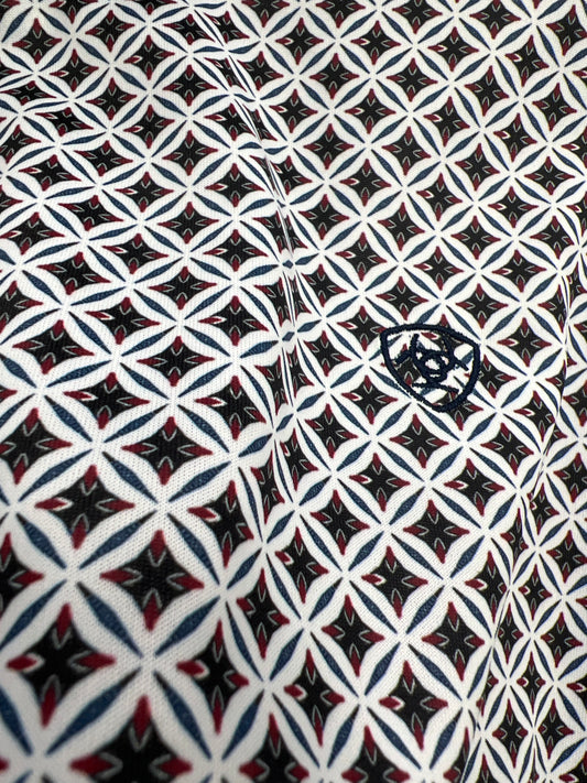 Ariat All Over Print SS Polo - White GEO X PRINT