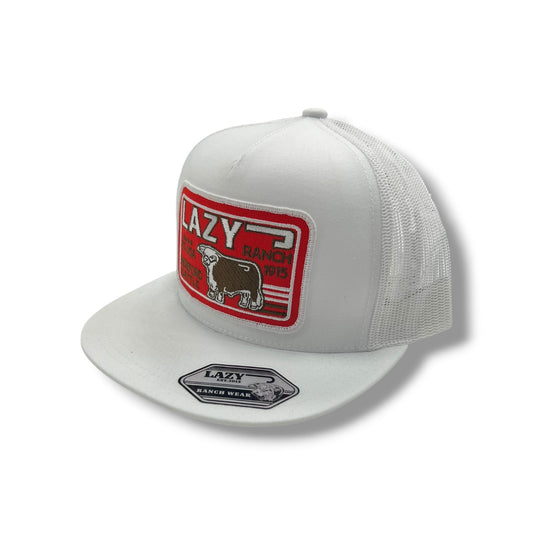 Lazy J Hat - White Big Red