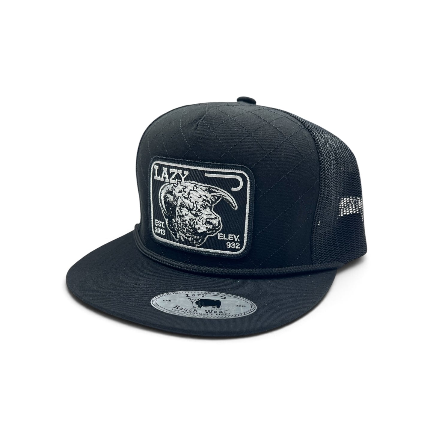 Lazy J Hat - Black Elevation Quilted
