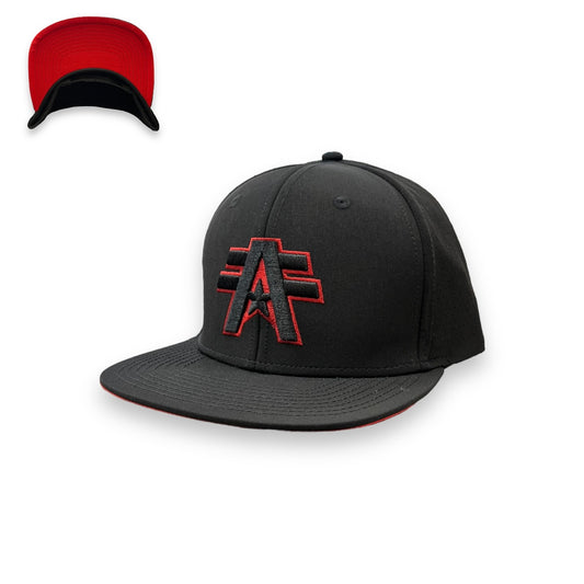 American Fighter Hat - Black Center Logo W/Red Outline