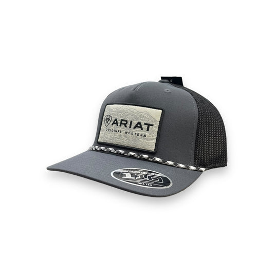 Ariat Original Western Center Logo Patch Rope Hat - Grey/Black