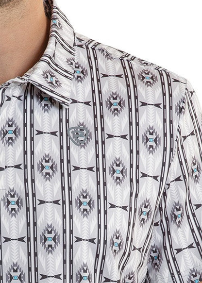 Rock&Roll Aztec Printed Polo - Light Grey