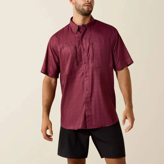 Ariat Men’s Printed VentTEK Shirt - Maroon Banner