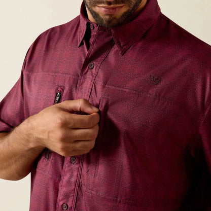 Ariat Men’s Printed VentTEK Shirt - Maroon Banner