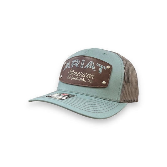 Ariat American Original Leather Patch Hat - Teal/Grey