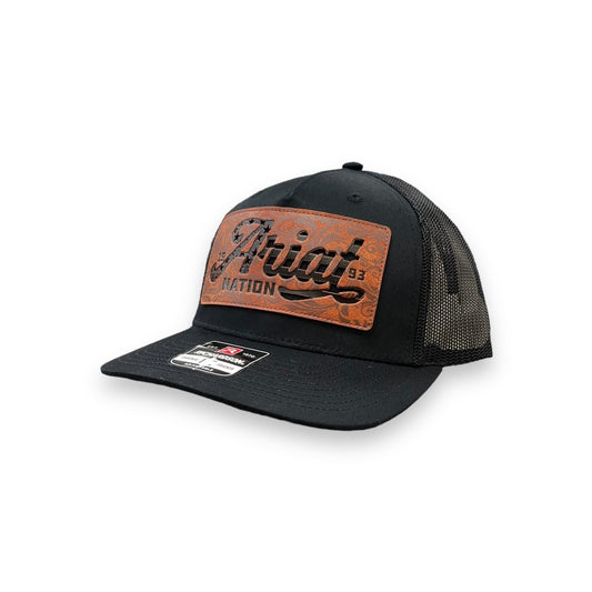 Ariat Nation Leather Patch Hat - Black