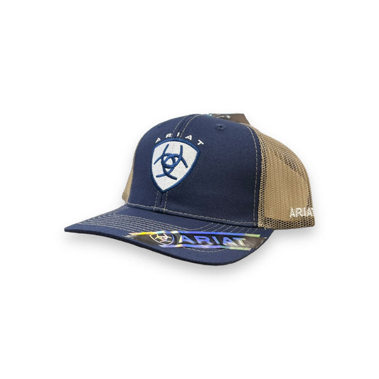 Ariat Center Shield Logo Hat - Navy/Tan