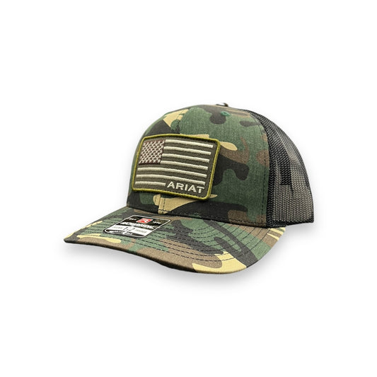 Ariat US Flag Patch Hat - Green Camo/Black