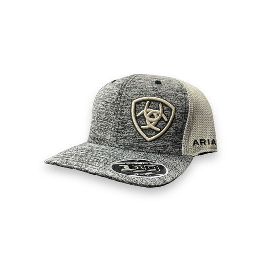 Ariat Offset Shield Logo Hat - Heather Grey/Cream