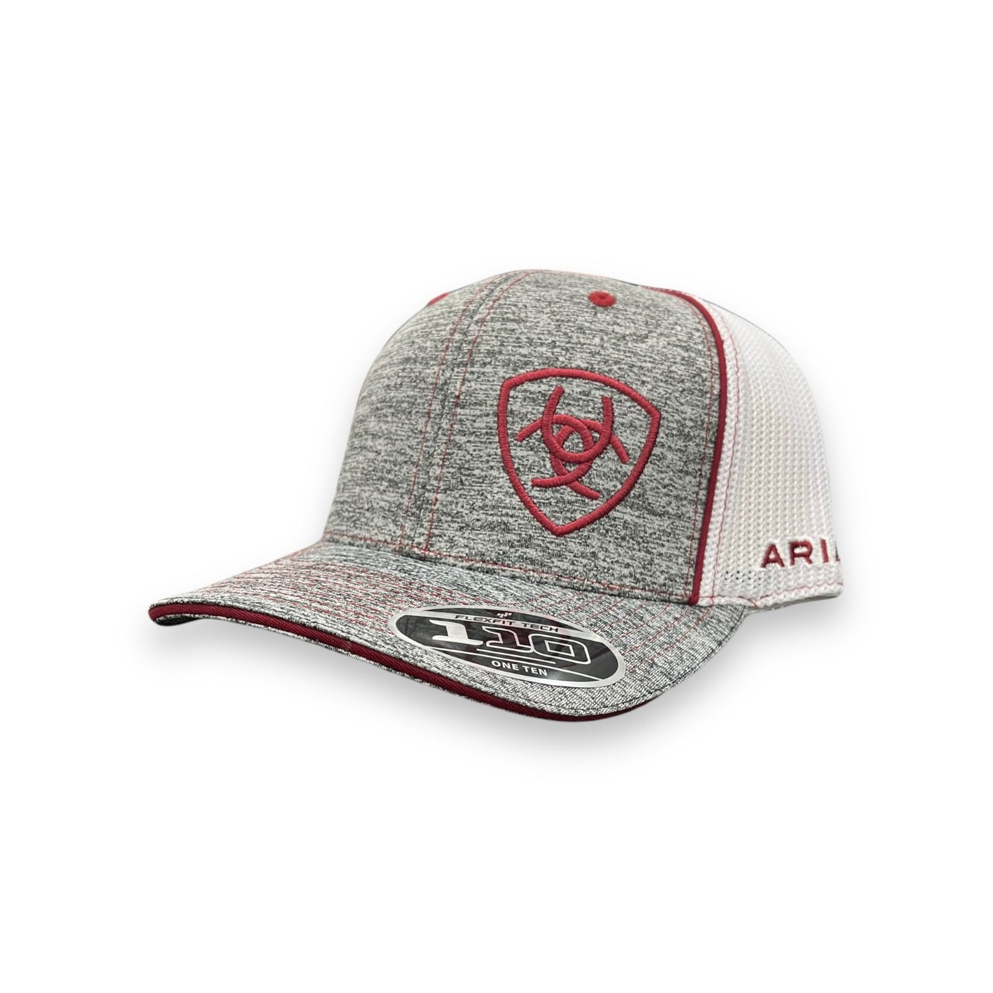 Ariat Offset Shield Logo Hat - Heather Grey/Maroon