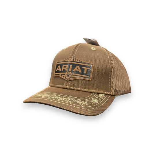 Ariat Leather Lettering Patch Hat - Brown