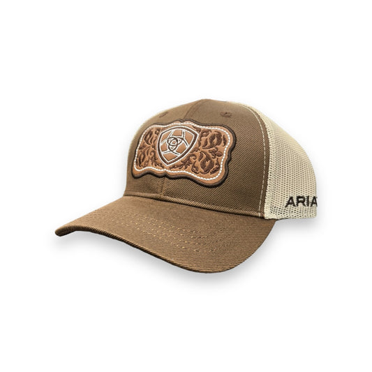 Ariat Buckle Leather Patch Hat - Brown