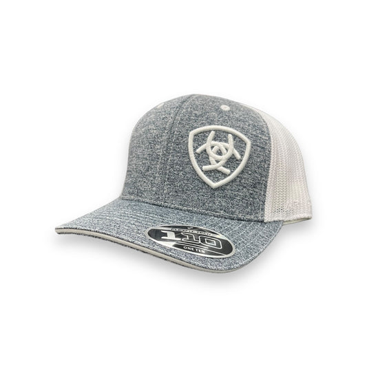 Ariat Offset Shield Logo Hat - Heather Navy/White