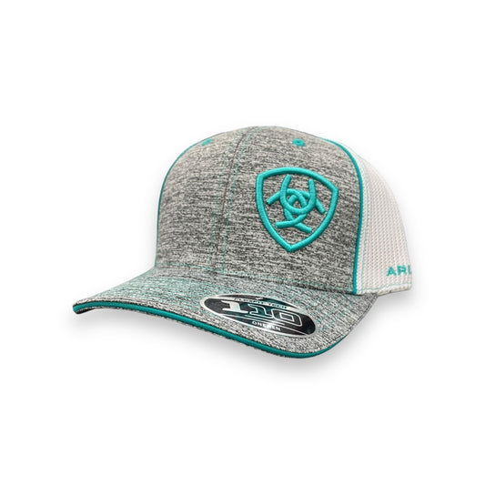 Ariat Offset Shield Logo Hat - Heather Grey/Teal