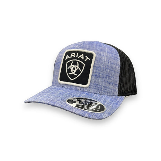 Ariat Black/White Logo Patch Hat - Heather Blue