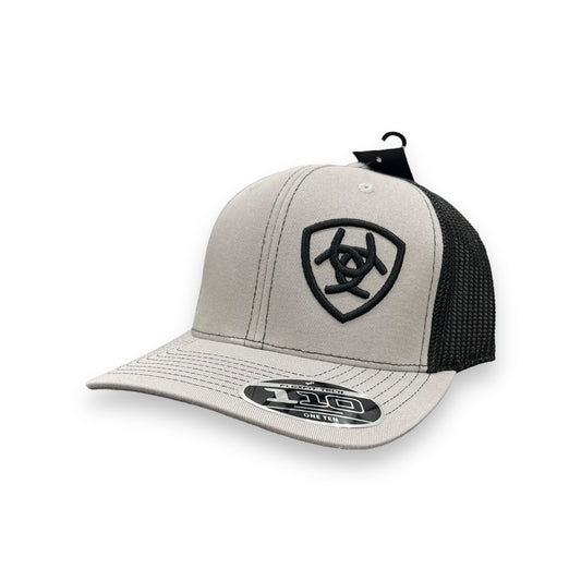 Ariat Offset Shield Logo Hat - Light Grey/Black