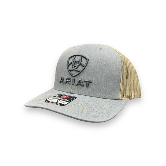 Ariat Shield/Lettering Logo Hat - Light Grey/Tan