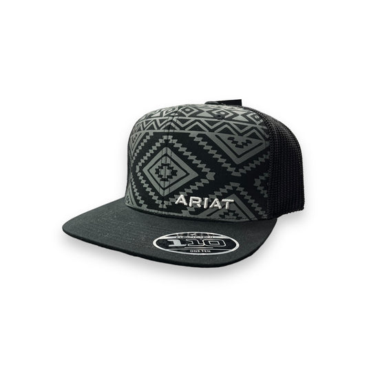 Ariat Aztec Lettering Offset Logo Hat - Black