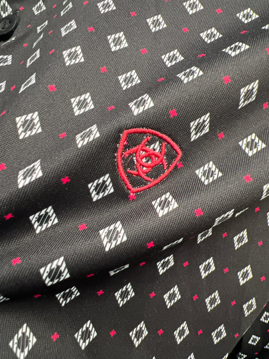 Ariat All Over Print SS Polo - BLACK MULTI GEO PRINT