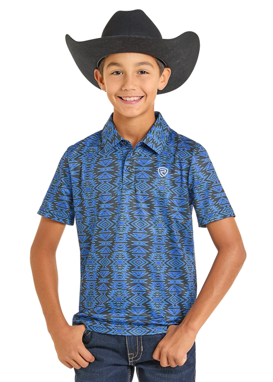 Rock&Roll Youth Aztec Polo - Blue (7275)