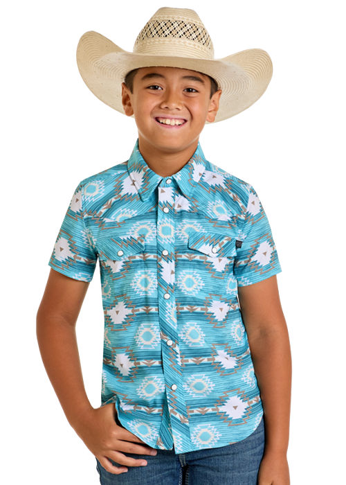 Rock & Roll Youth Aztec Print Tek Snap - Turquoise