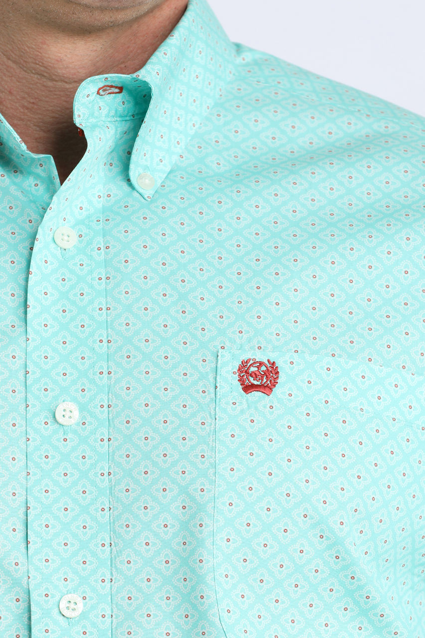 Men's Cinch Turquoise Geo Print Button Down Shirt - 6037