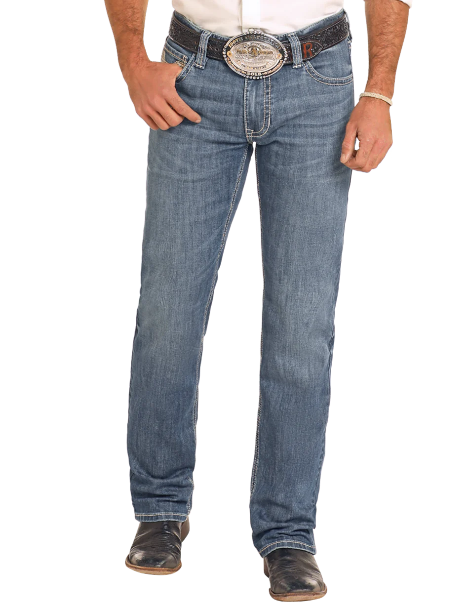 Rock&Roll FS Denim Two Tone Stitch Slim Fit Straight Boot 4826 - Medium Wash