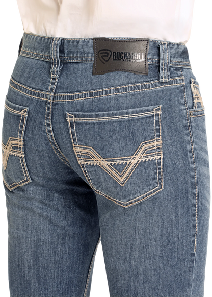 Rock&Roll FS Denim Two Tone Stitch Slim Fit Straight Boot 4826 - Medium Wash