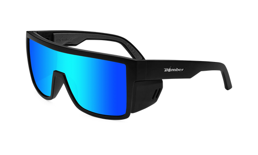 Bomber - Buzz Z87+ Polarized Matte Black / Ice Blue Mirror Sunglasses