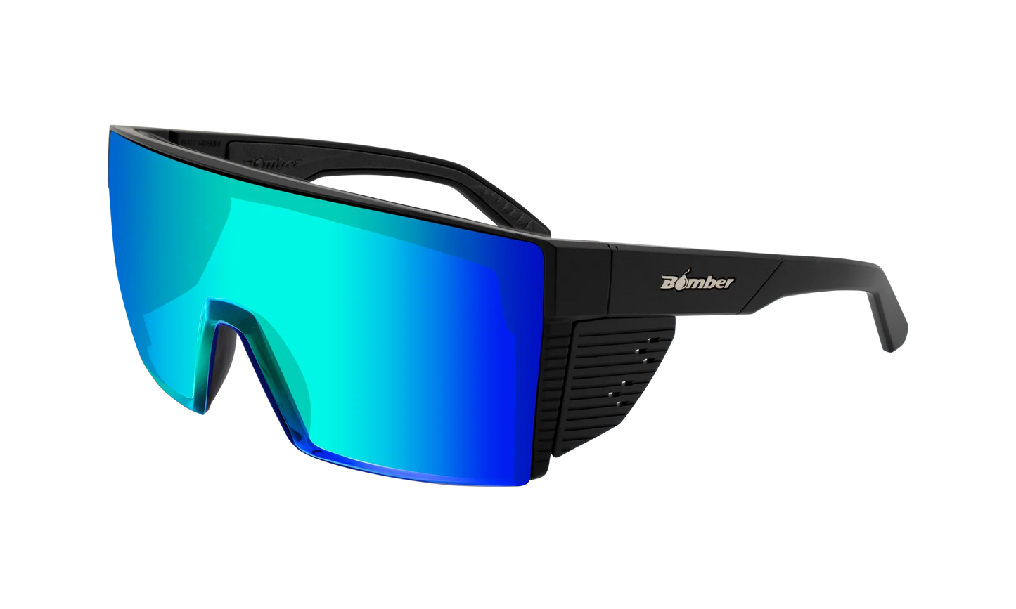 Bomber - Buzz Z87+ Johnny Matte Black / Ice Blue Mirror Sunglasses