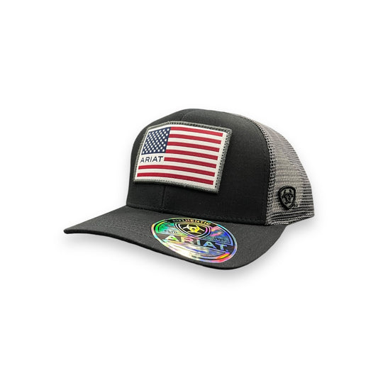 Ariat American Flag Patch Hat - Black/Grey