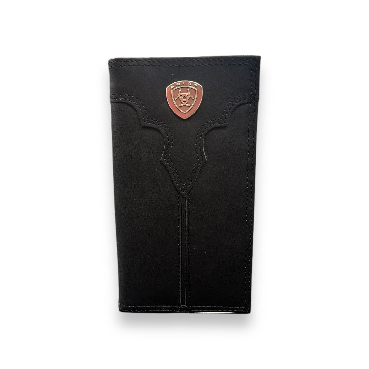 Men's Ariat Rodeo Wallet/Checkbook Cover - Black Metal Shield Logo ...