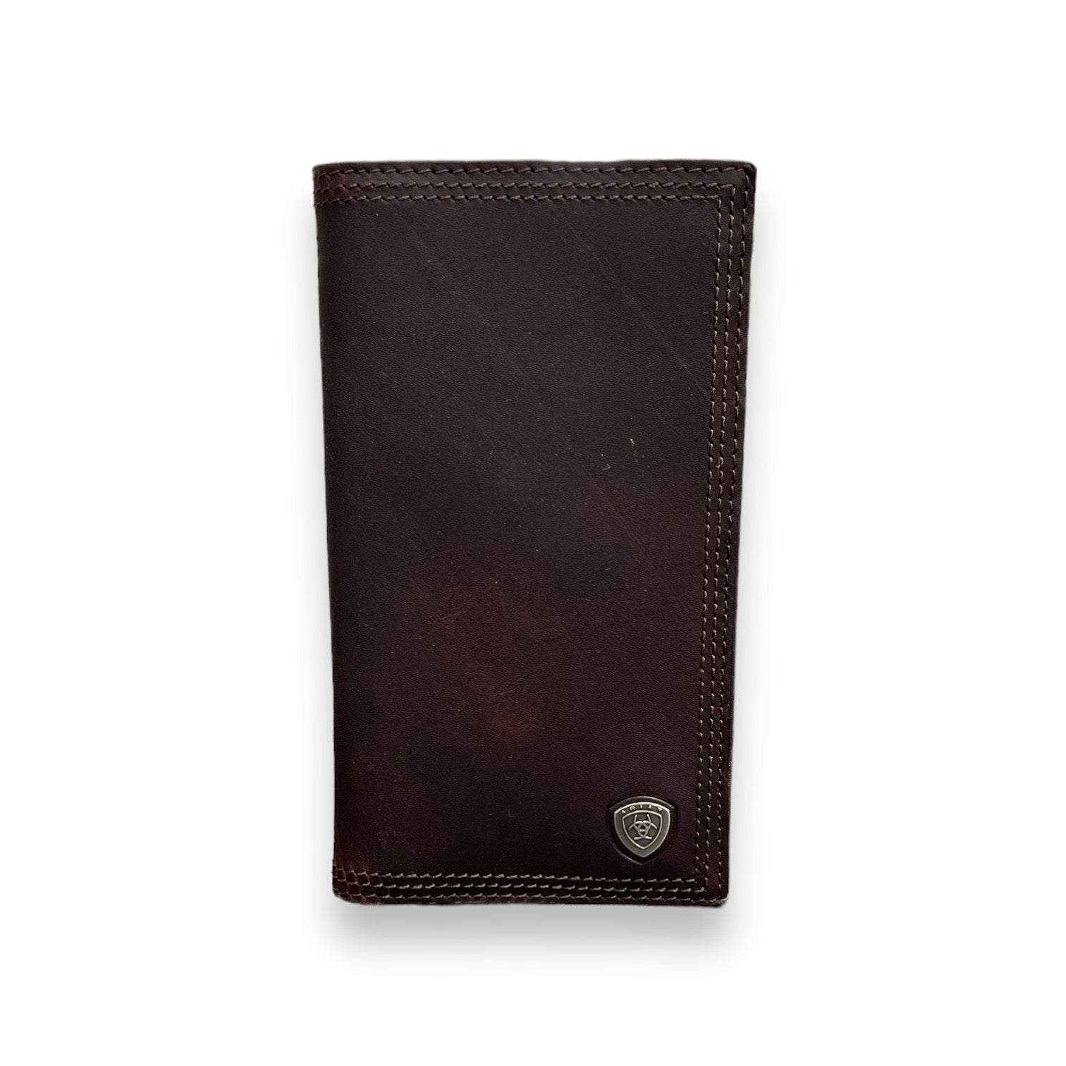 Men's Rodeo Wallet/Checkbook Cover - Brown Leather Corner Metal Shield ...