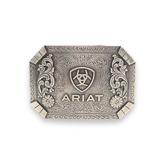 Men's Ariat Rectangle Floral Silver Emblem Buckle