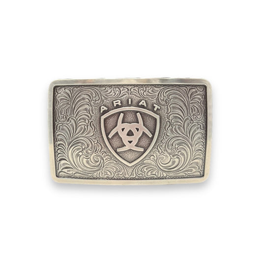 Men's Ariat Silver Filigree Logo Rectangular Buckle