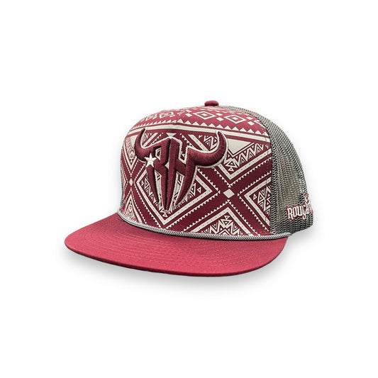 Rough Hand Hat - Burgundy Aztec