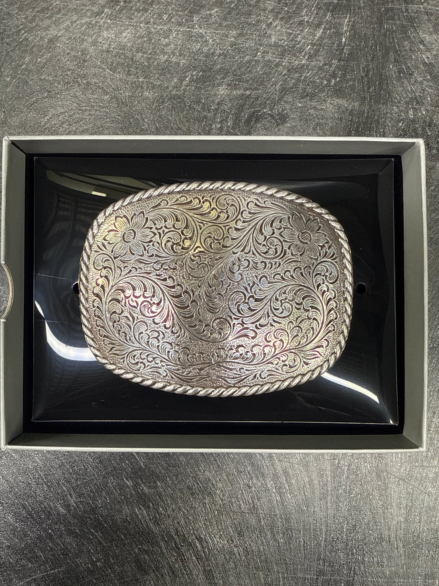 Men's Nocona Rectangle Scrolled Silver Buckle