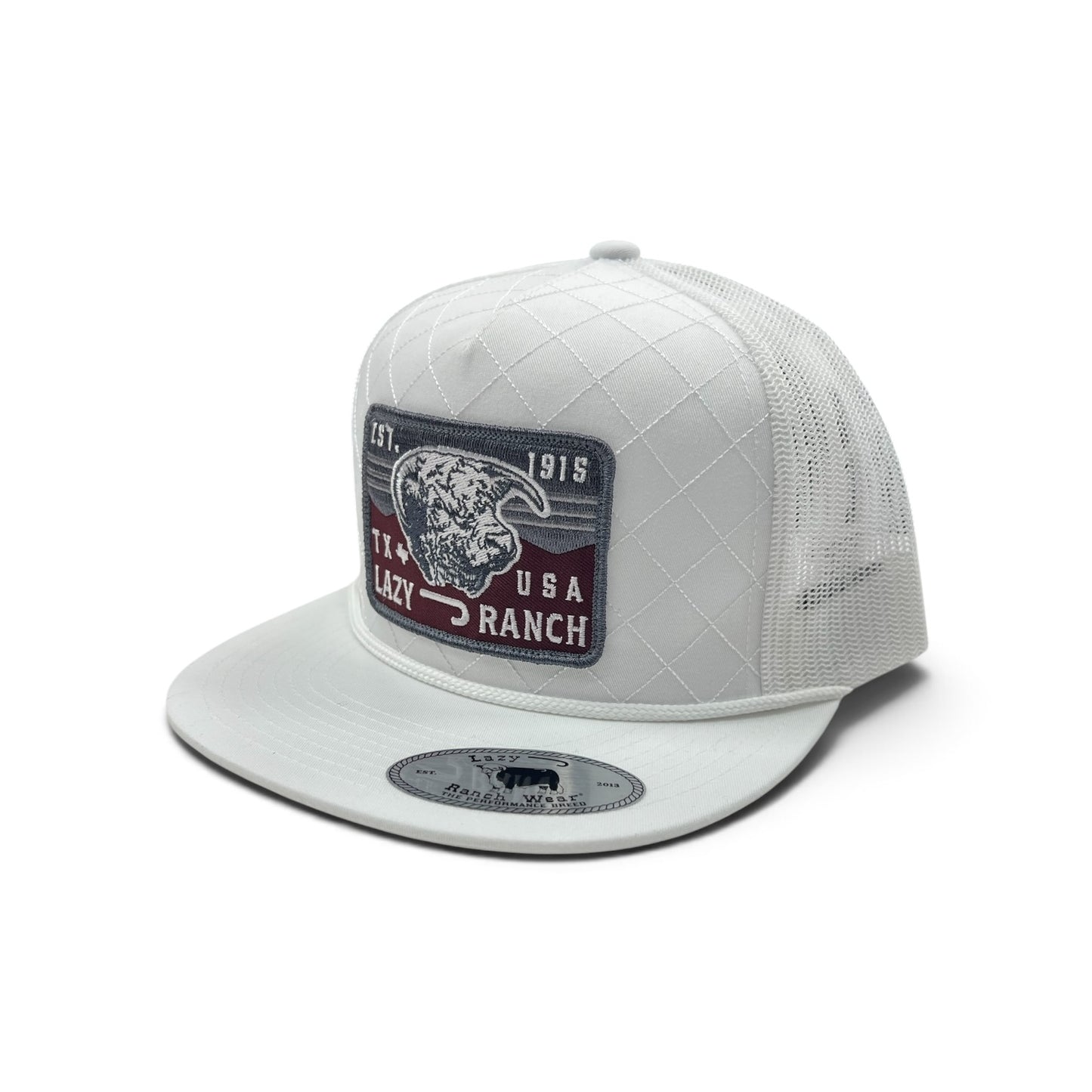 Lazy J Hat - White Red Rock Quilted
