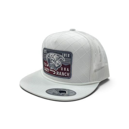 Lazy J Hat - White Red Rock Quilted